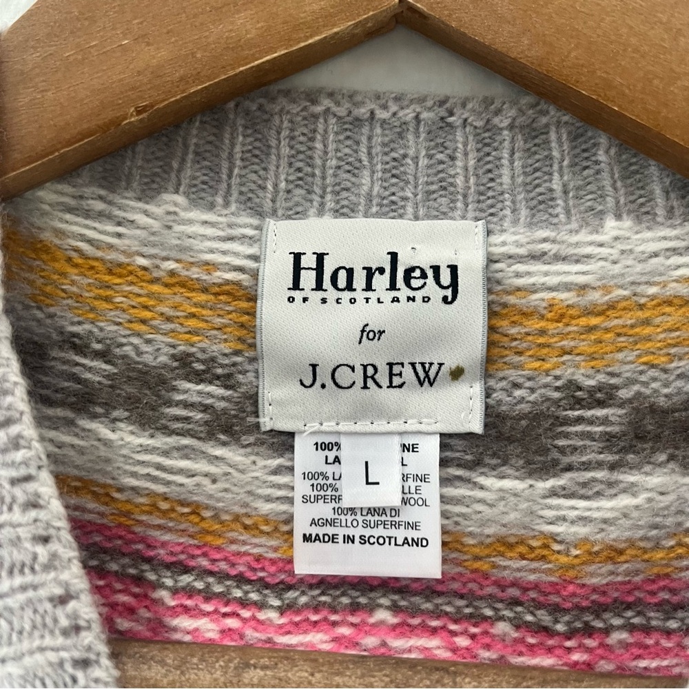 J. Crew Harley Of Scotland lambswool crewneck sweater Size Large - Picture 7 of 10